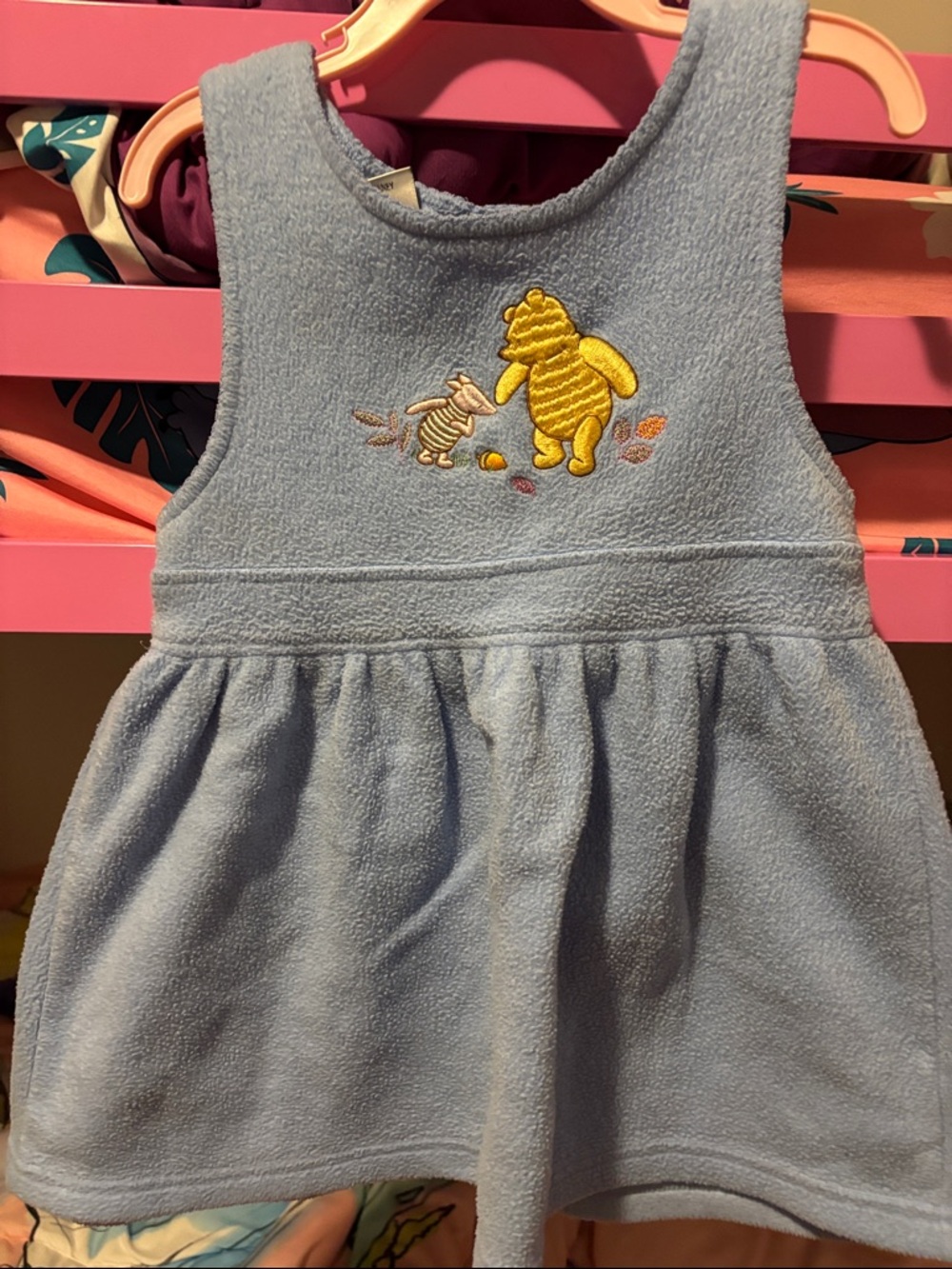 Disney Light Blue Plush Winnie the Pooh Embroidered Dress